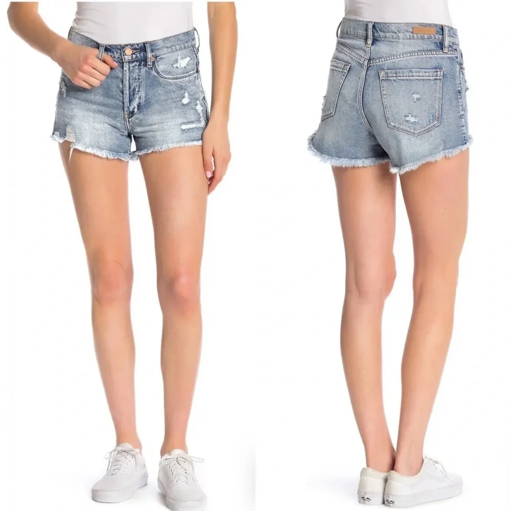 Blank‎ NYC High-Rise Distressed Button Fly Denim Shorts
